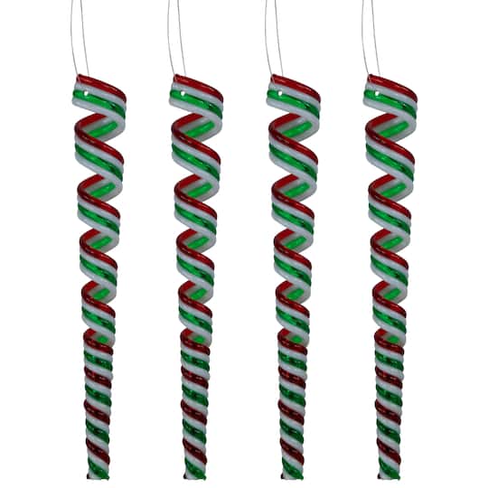 Pack of 4 Red White and Green Candy Curls Christmas Ornaments 7" By Northlight | Michaels®
